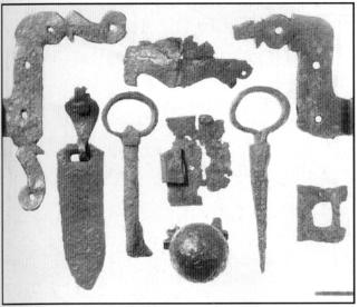 Objects of the archeology  layer of the 13cent. -14 cent.  found in Koporye Village by the expedition under the leadership of O.V. Ovsannikov