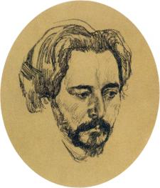 L.N. Andreyev. Portrait painted by N.S. Voitinskaya-Levidova. Late 1908 - early  1909