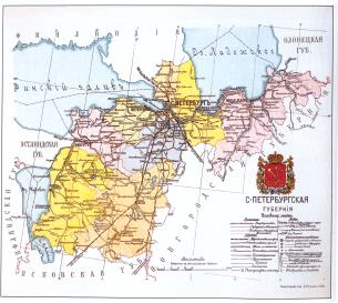 Map of the Saint Pewtersburg  gubernia. 1913