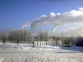 Chimneys are smoking ( The Volkhov hydroelectric power station)