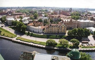 Vyborg Town. View of the town from the tower of the Vyborg Castle