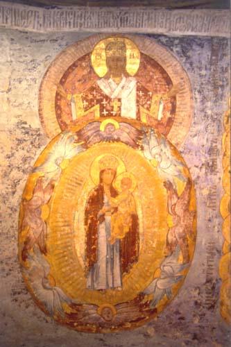 Тихвинский Успенский монастырь. Фрески на галерее собора Успения Пресвятой Богородицы
