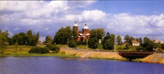 Rozhdestveno Village. View from the River Oredezh