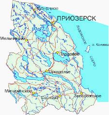 Priozersk district. Map-scheme