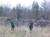Finns. Ruin of the Finnish farmstead (Karelian Isthmus)