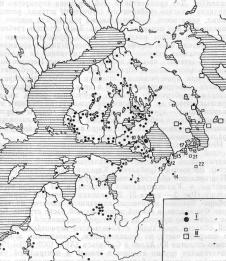 Памятники позднего неолита Ленинградской области и соседних территорий. Карта-схема