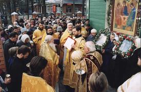 The religion procession on the day of the 100th anniversary of the Church  of the Holy Trinity in Vsevolozhsk