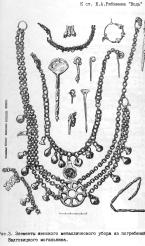 Элементы женского металлического убора из погребений Валговицкого могильника