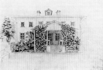 Мыза Халола. Жилой дом. Рисунок М.П.Клодта-Станюкович. 1863