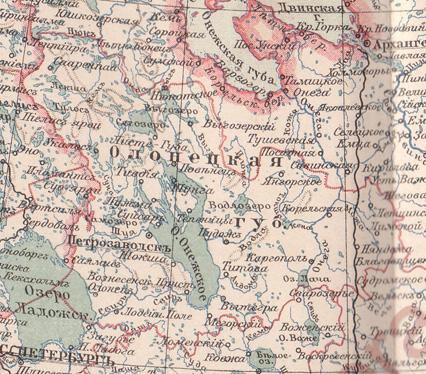 The map of the Olonetsk gubernia. 1896