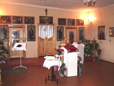 The urban village of Priladozhsky. The interior of the  Church of St. Xenia the Blessed of St. Petersburg