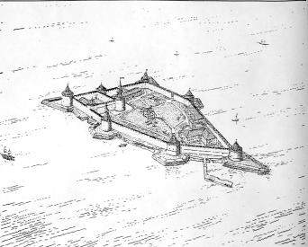 The Schlusselburg Fortress. Drawing by V.M. Savkov for the  restoration project.