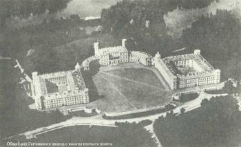 The bird's eye view of the Palace of Gatchina