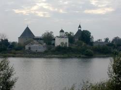 The Staraya Ladoga Fortress. View of the fortress from the River Volkhov