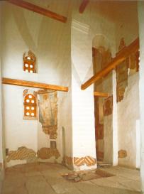 Interior of the Church of St. Georgy the Victorius  in the Staraya Ladoga Fortress after the restoration works of 1983-1985