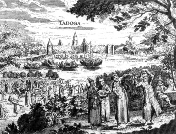 The Ladoga Fortress. Engraving by A. Oleary. 1634