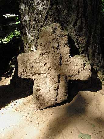 Kaibolovo Village. Stone cross at the cemetery