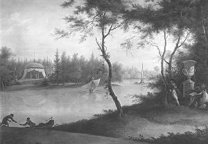 The Gatchina Park  in  the time of Paul I. Watercolor by G. Sergeyev. 1798